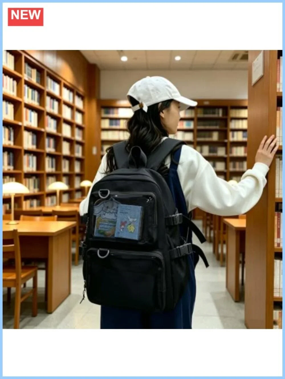 Kawaii Ita Backpack Clear Window Anime Pin Display Bag Y2K Aesthetic Bookbag